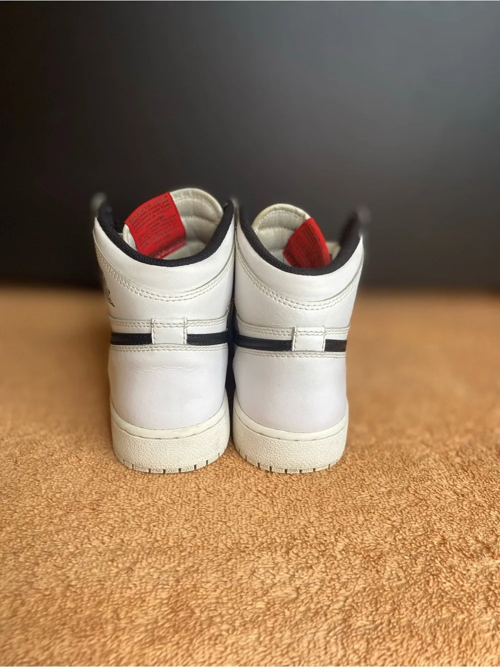 Nike Air Jordan 1 High Top Sneakers - White with Black Swoosh